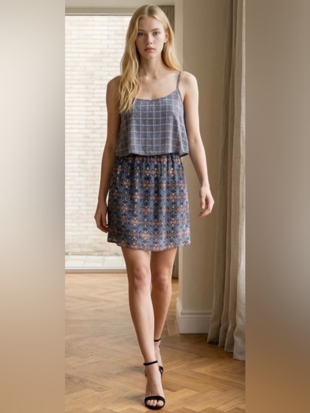 New Speechless Dark Blue Patterned Dress